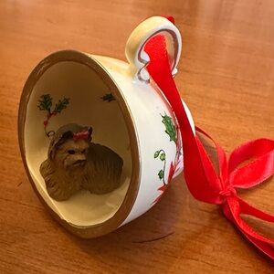 Conversation Concepts Tea Cup Christmas Ornament Yorkie Dog. Dated 2005